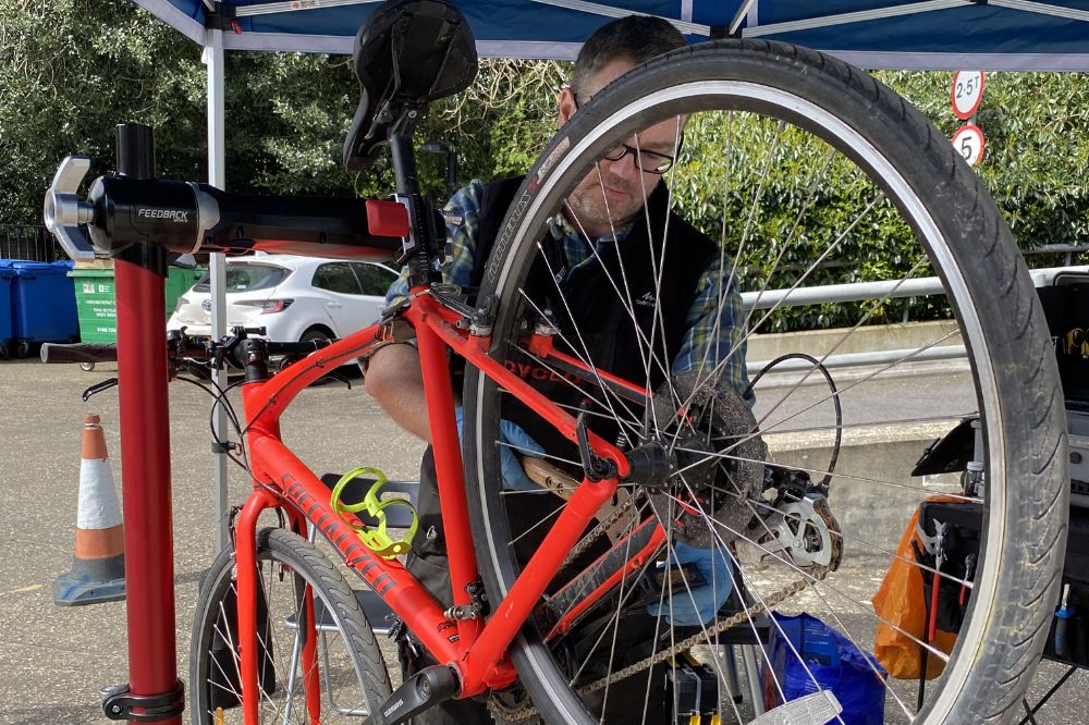 Picture of Dr. bike repairing a bike on a bike stand