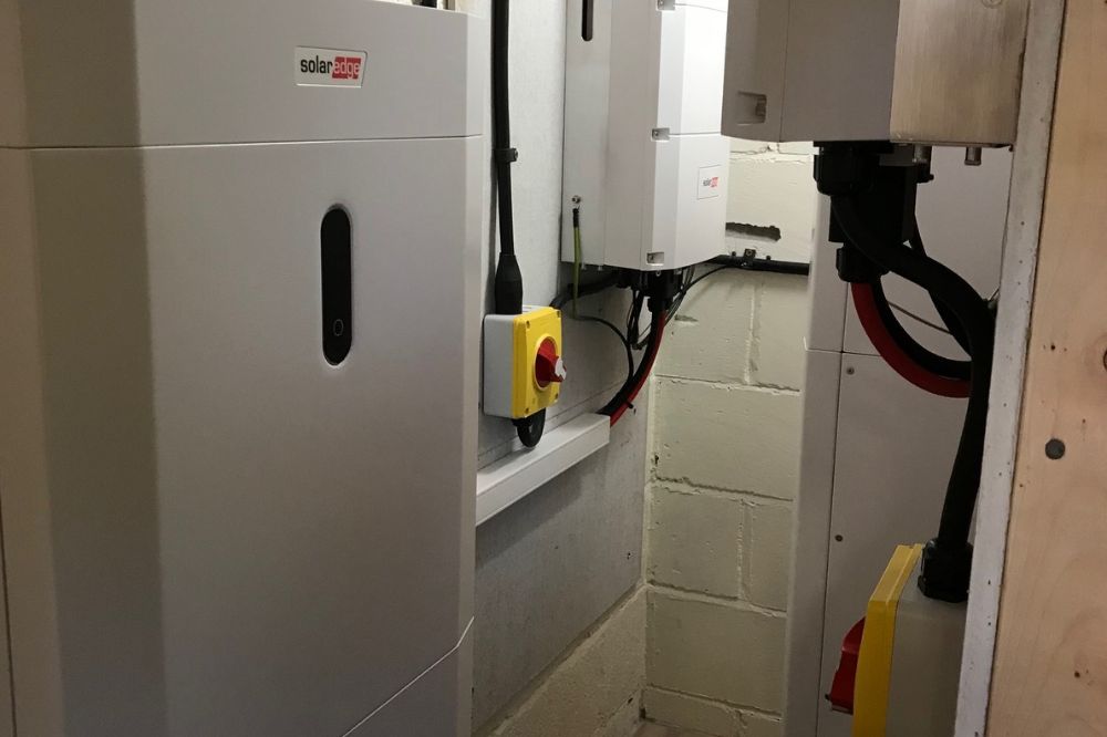 Picture of the batteries installed in Henfield hall storage area