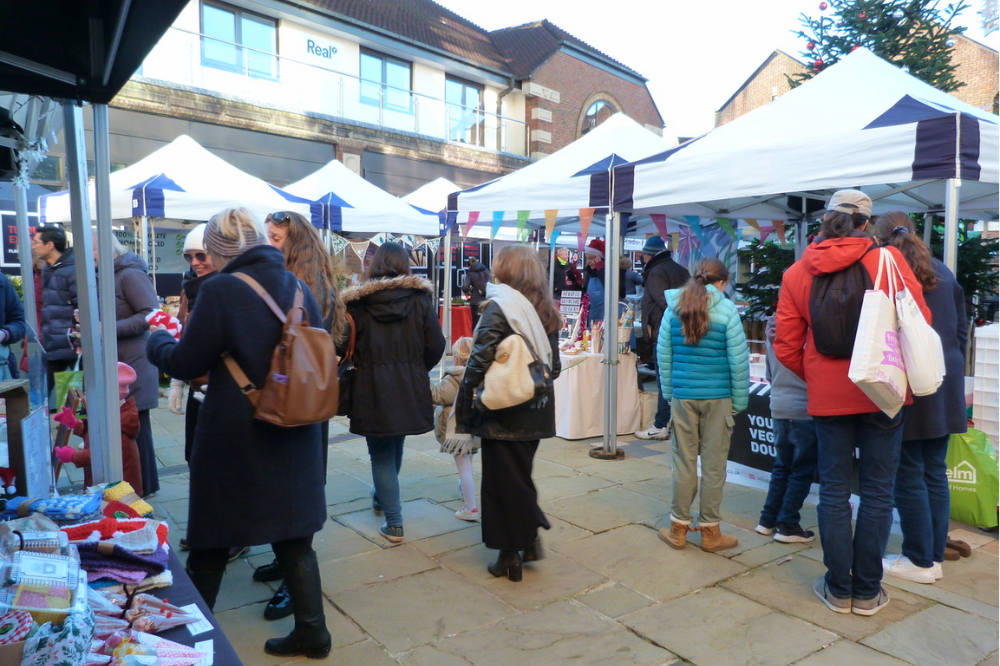 Image of people attending the Piries Place vegan market