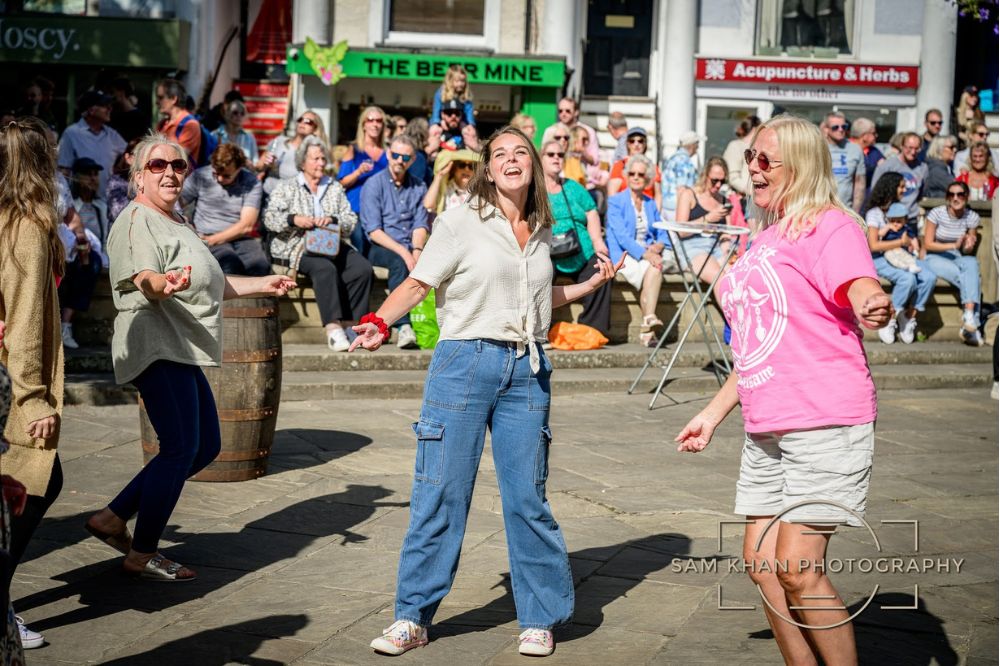 Group of friends dancing