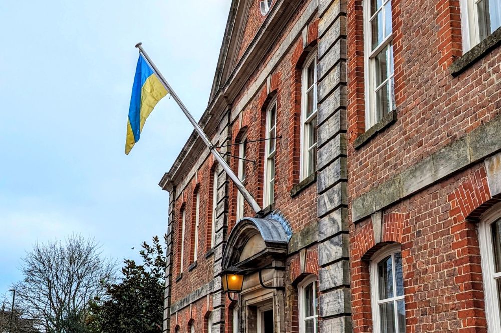 Ukraine flag at Park house