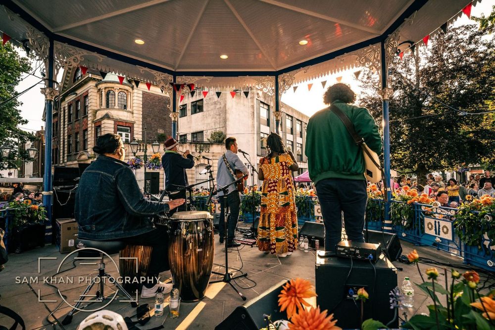 Band performing at Carfax bandstand. Sam Khan photography