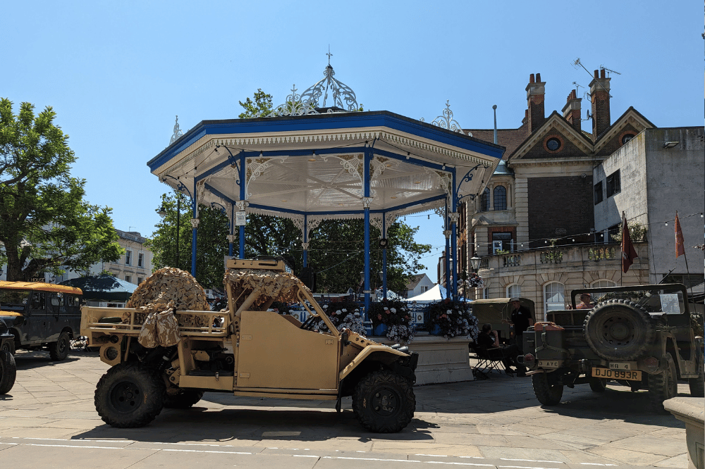 Military vehicles at Horsham bandstand