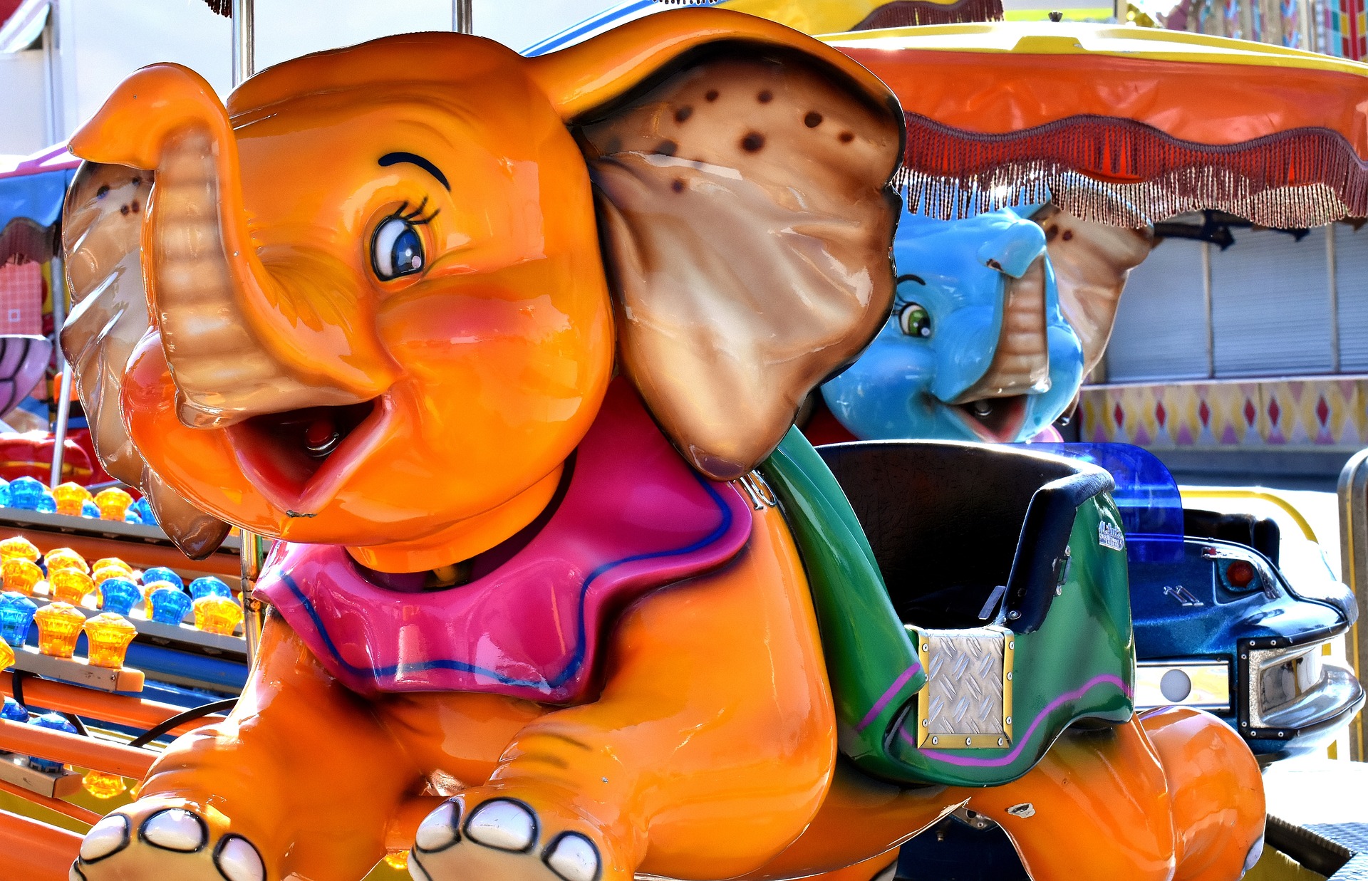 Image of an elephant children's carousel ride